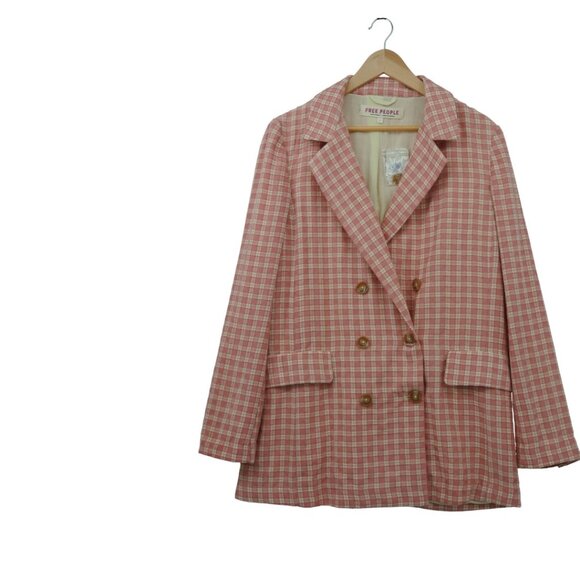NWT Free People Pink & White Oversized Coat Size S - Picture 2 of 12